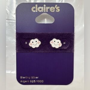 Claire’s Earrings Sterling Silver 925 Clouds Girls Studa